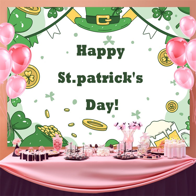 St Patrick's Day Backdrop Beer Gold Coins Celebration Backdrop GQ3-46