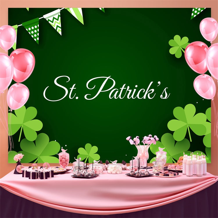 St Patrick's Day Backdrops Lucky Clover Green Party Backdrop GQ3-47