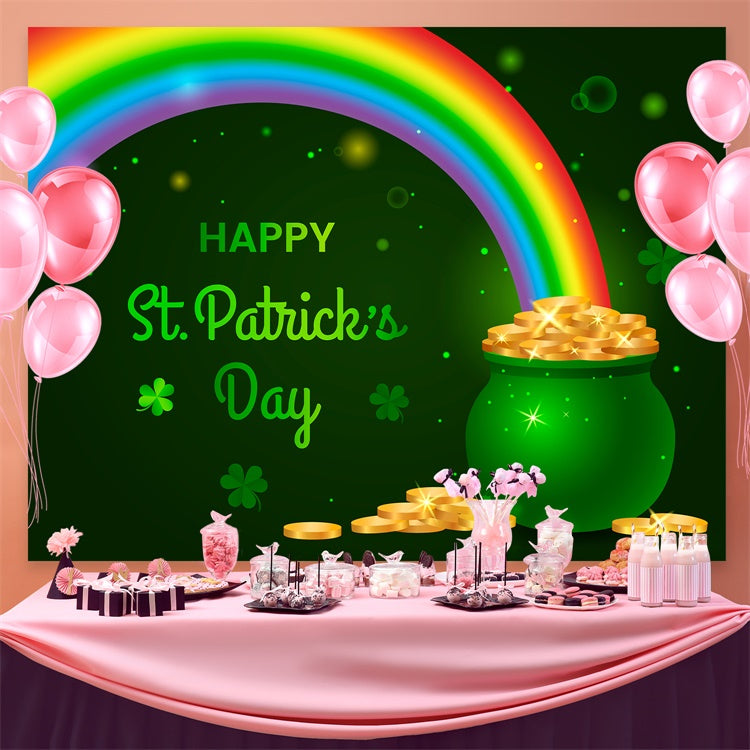 St Patrick's Day Photo Backdrop Rainbow Gold Pot Magic Backdrop GQ3-54