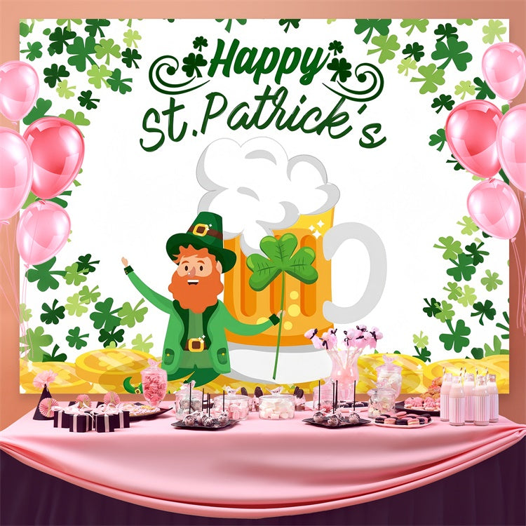 St Patricks Day Photo Backdrop Golden Coins Lucky Beer Backdrop GQ3-55