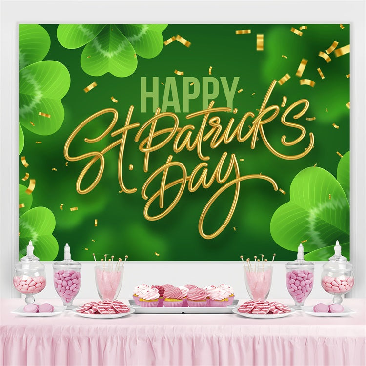 St Patrick's Backdrop Golden Confetti Green Clover Backdrop GQ3-59