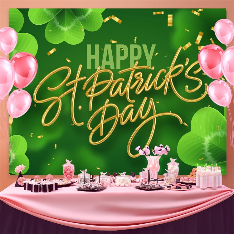 St Patrick's Backdrop Golden Confetti Green Clover Backdrop GQ3-59