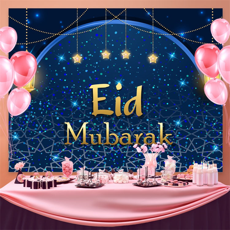 Eid Mubarak Backdrop Royal Blue Festive Night Eid Backdrop GQ3-68