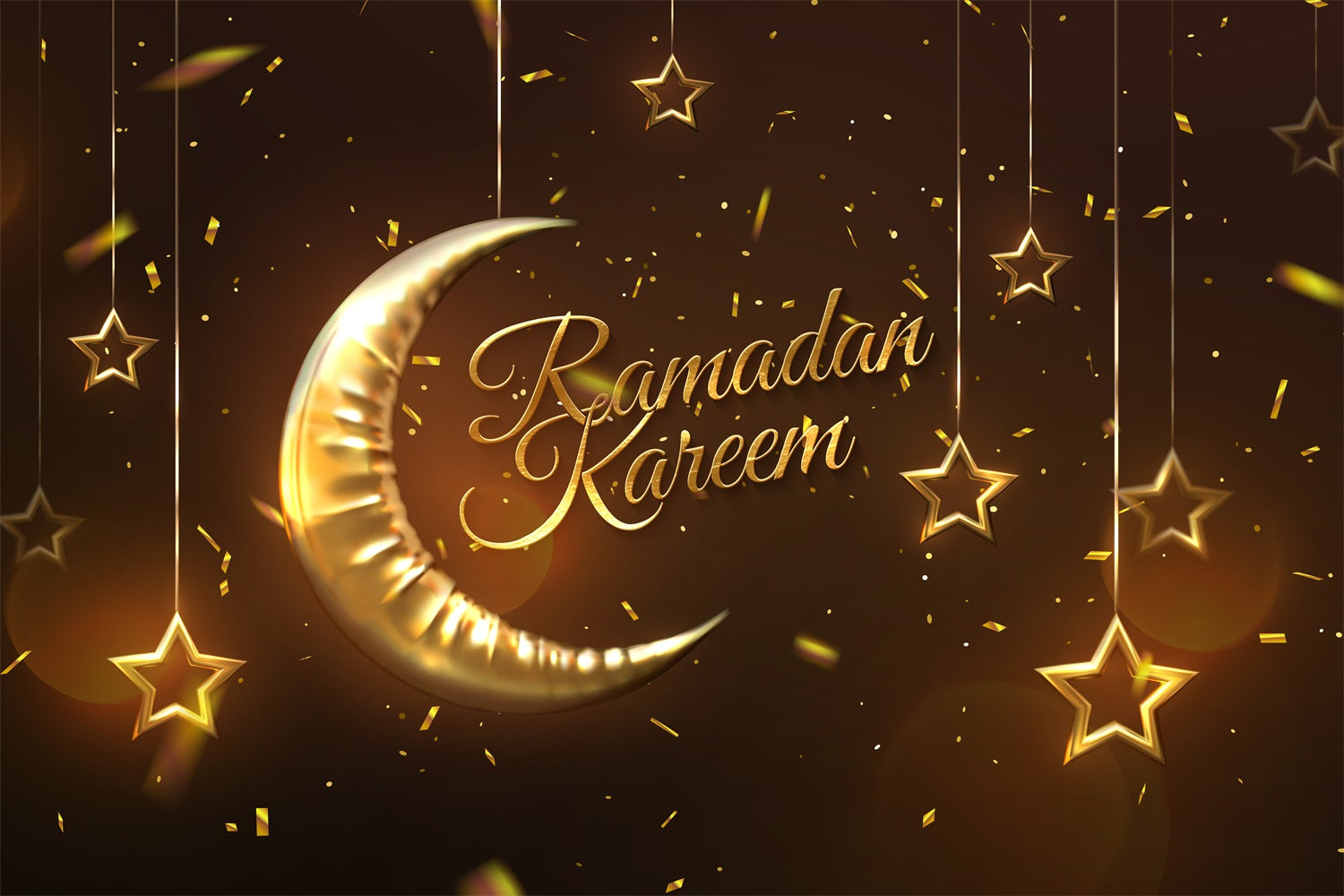 Ramadan Backdrops Golden Crescent Moon Backdrop GQ3-7