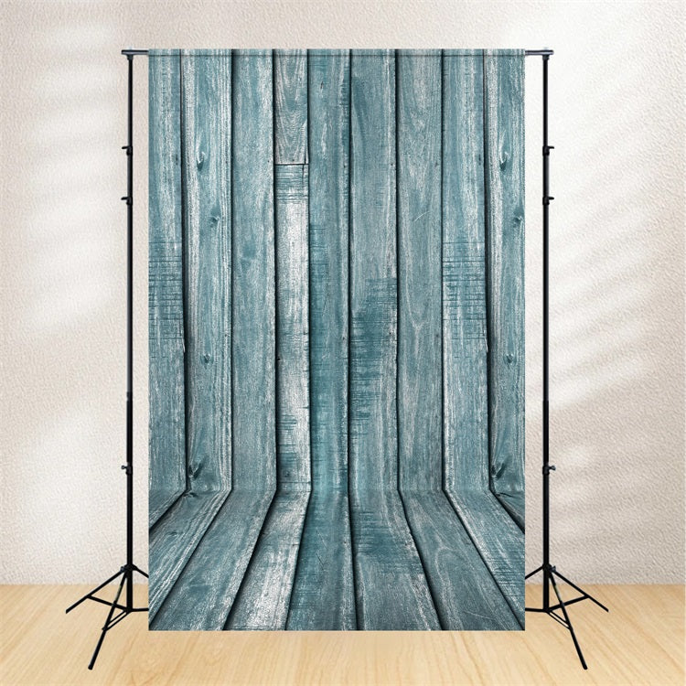 Wood Floor Backdrop Blue Wooden Wall Floor Backdrop GQ4-100