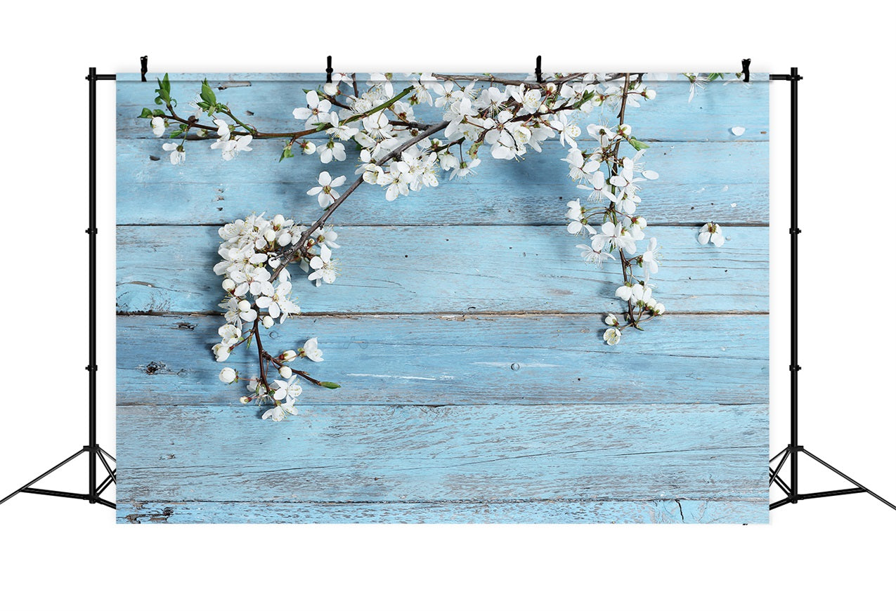 Rustic Wood Backdrop Floral Blue Backdrop GQ4-117