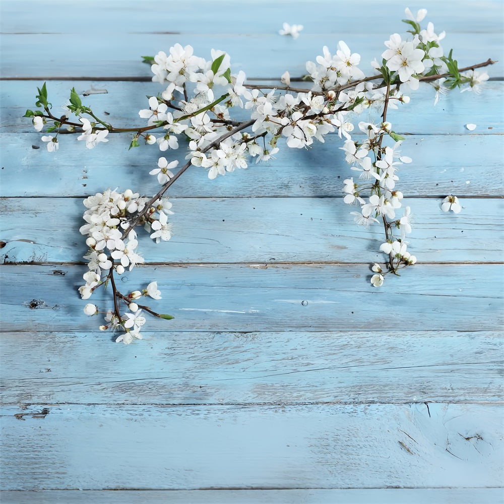 Rustic Wood Backdrop Floral Blue Backdrop GQ4-117