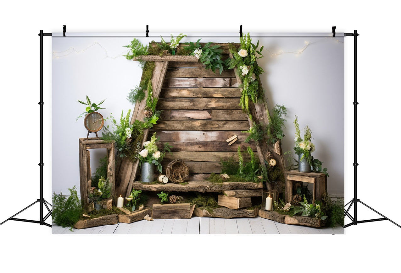 Wood Floor Backdrop Floral Wall Backdrop GQ4-120