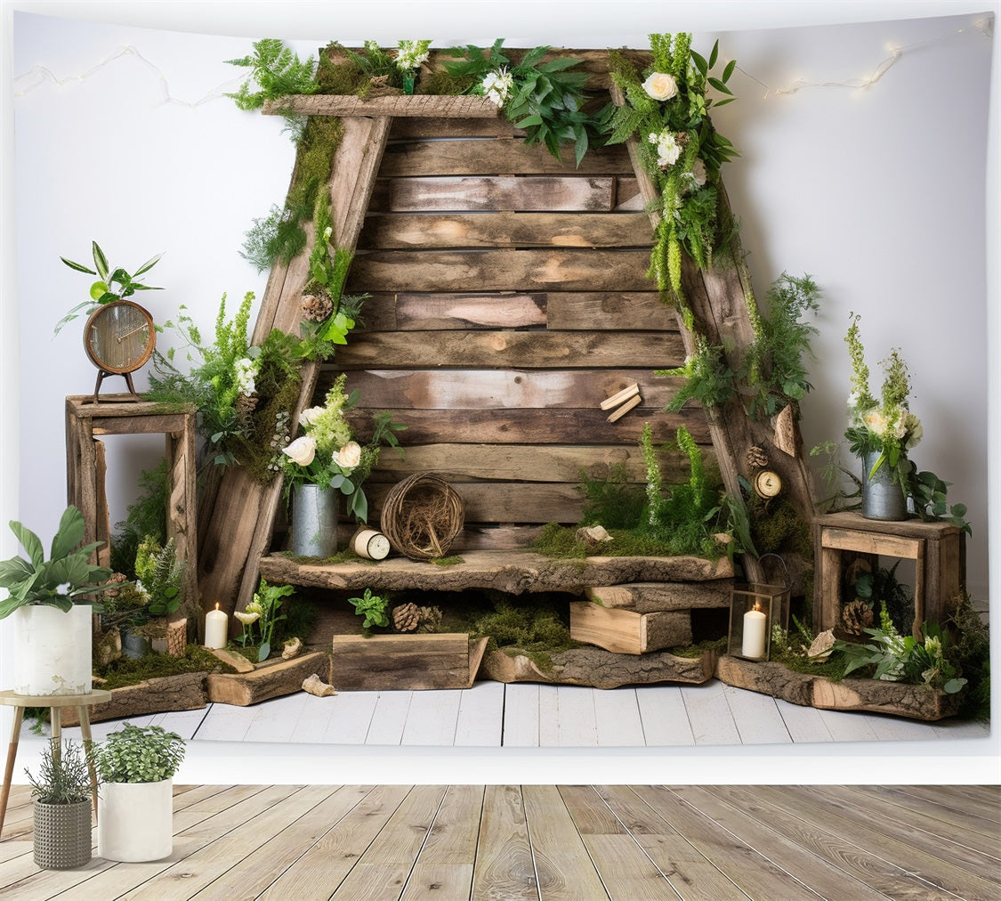 Wood Floor Backdrop Floral Wall Backdrop GQ4-120