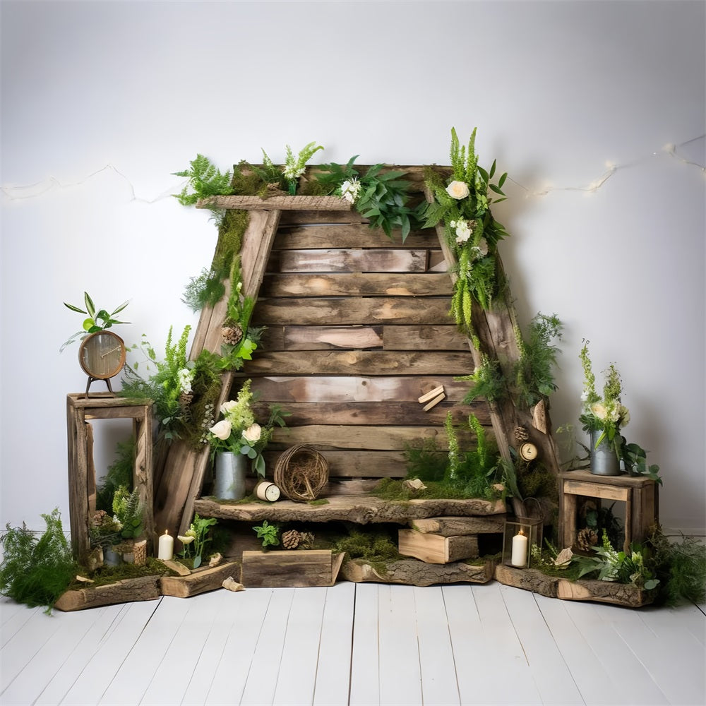 Wood Floor Backdrop Floral Wall Backdrop GQ4-120