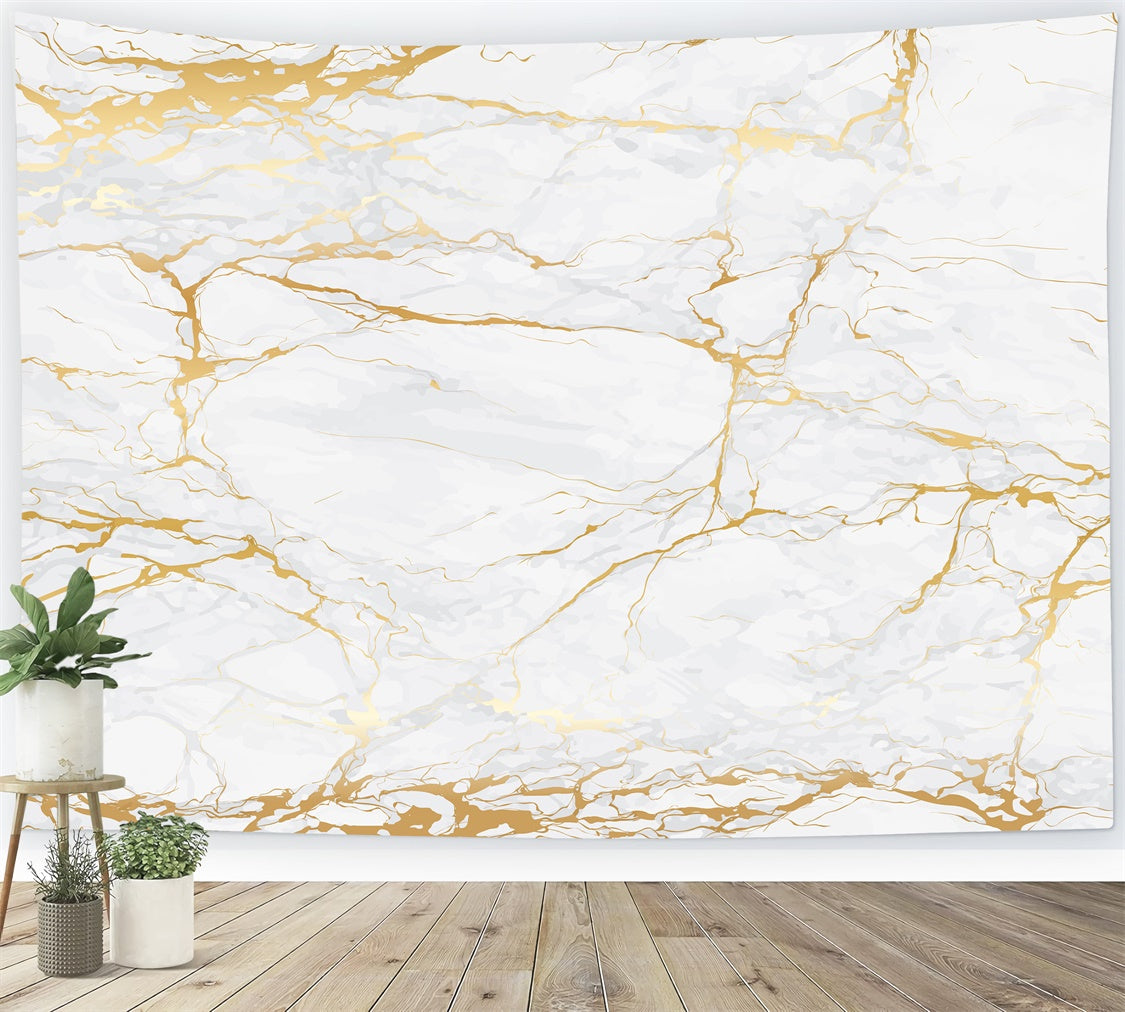 Marble Photography Backdrop White Marble Gold Crack Backdrop GQ4-145