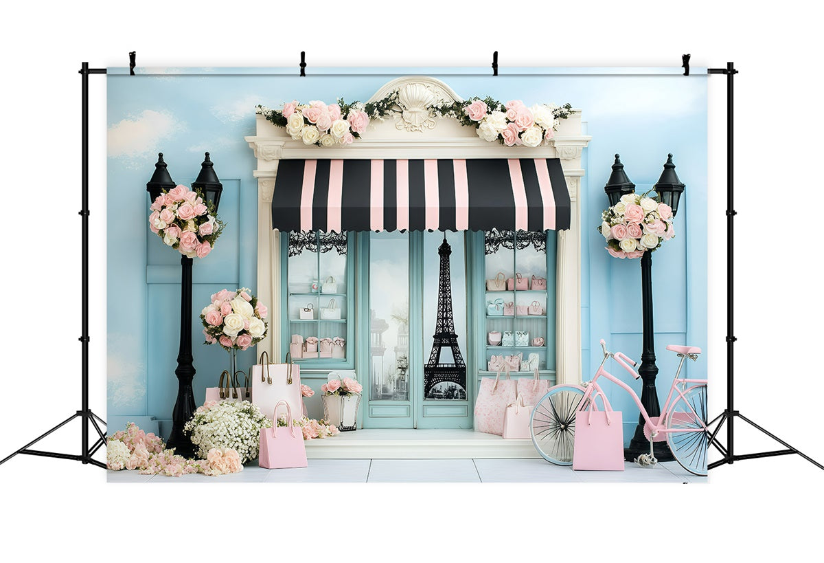 Paris Photo Backdrops Fashion Storefront Bicycle Backdrop GQ4-163