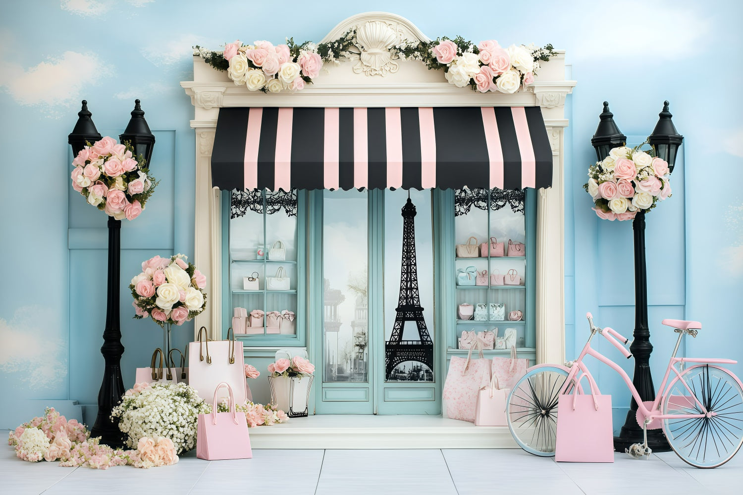 Paris Photo Backdrops Fashion Storefront Bicycle Backdrop GQ4-163