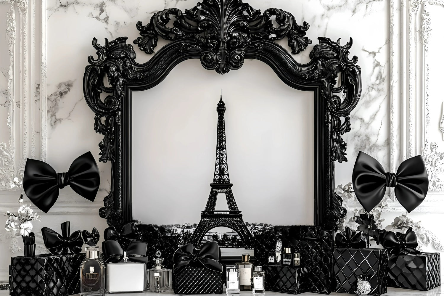 Paris Backdrop Photography Black Frame Luxury Perfume Backdrop GQ4-166