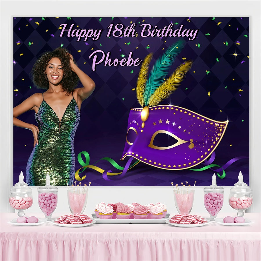 Customized Birthday Backdrop Confetti Masquerade Party Backdrop GQ4-222