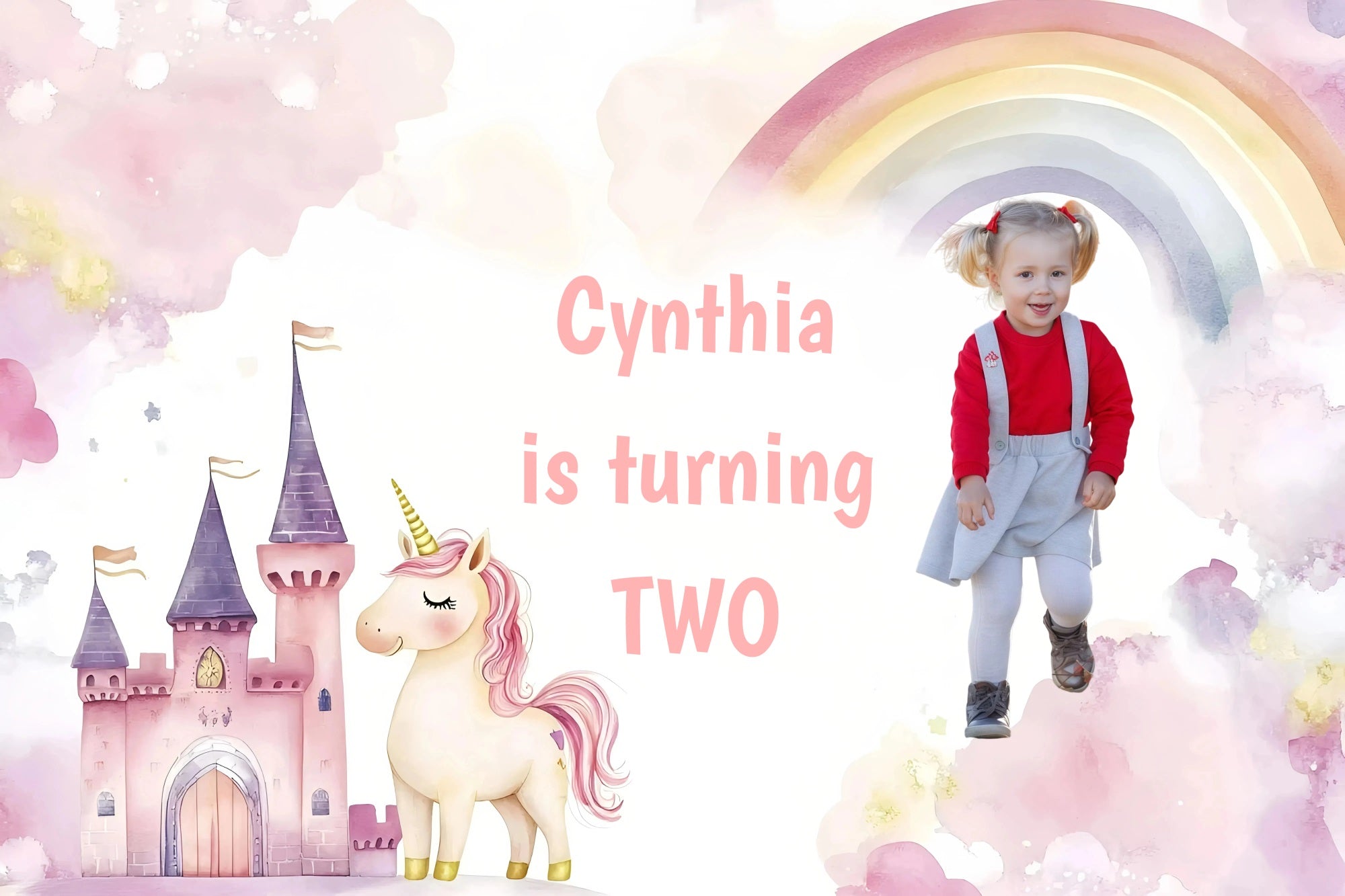 Personalized Backdrops For Birthday Castle Unicorn Rainbow Backdrop GQ4-227