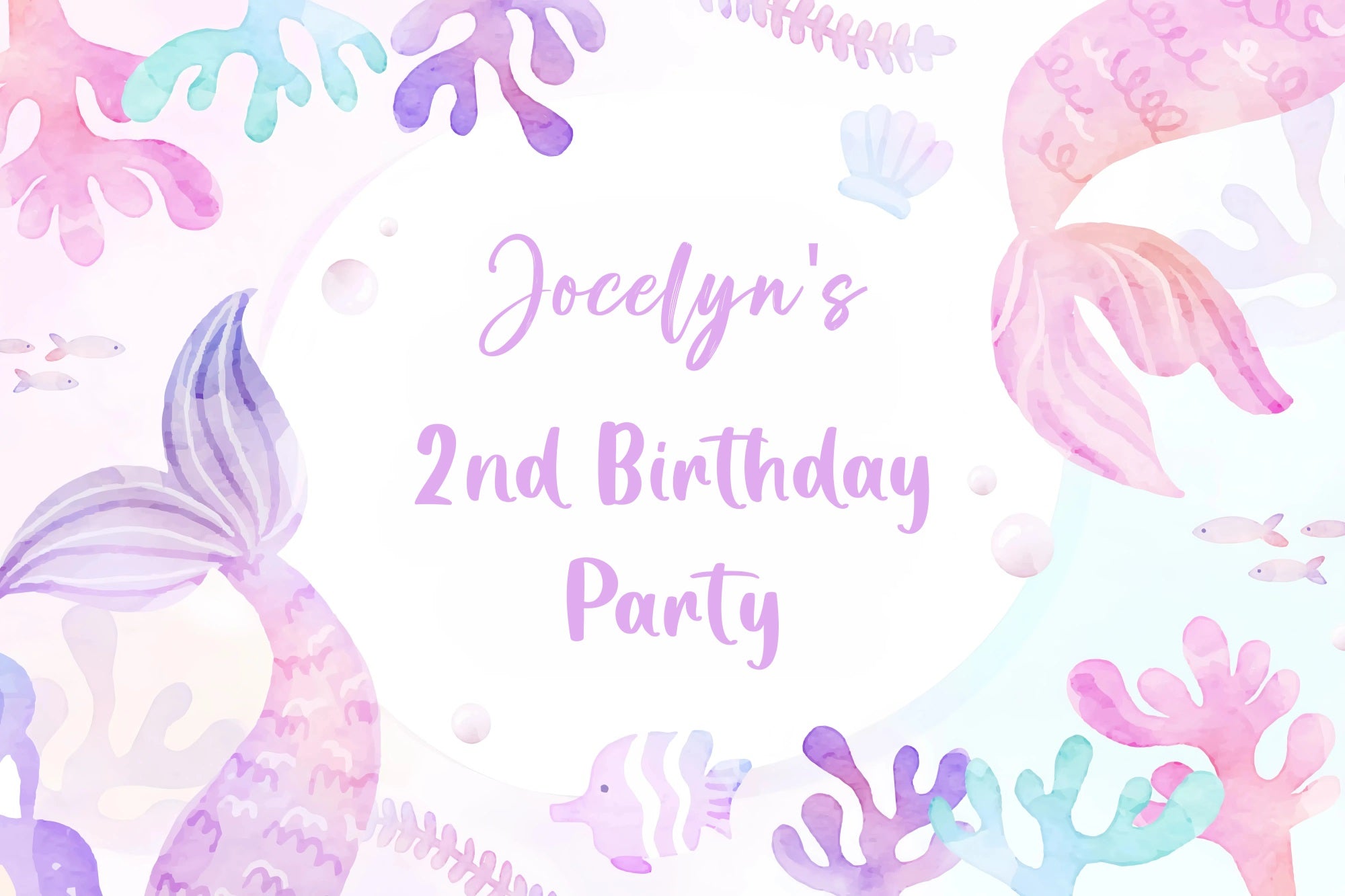 Custom Birthday Backdrop Mermaid Tails Coral Backdrop GQ4-234