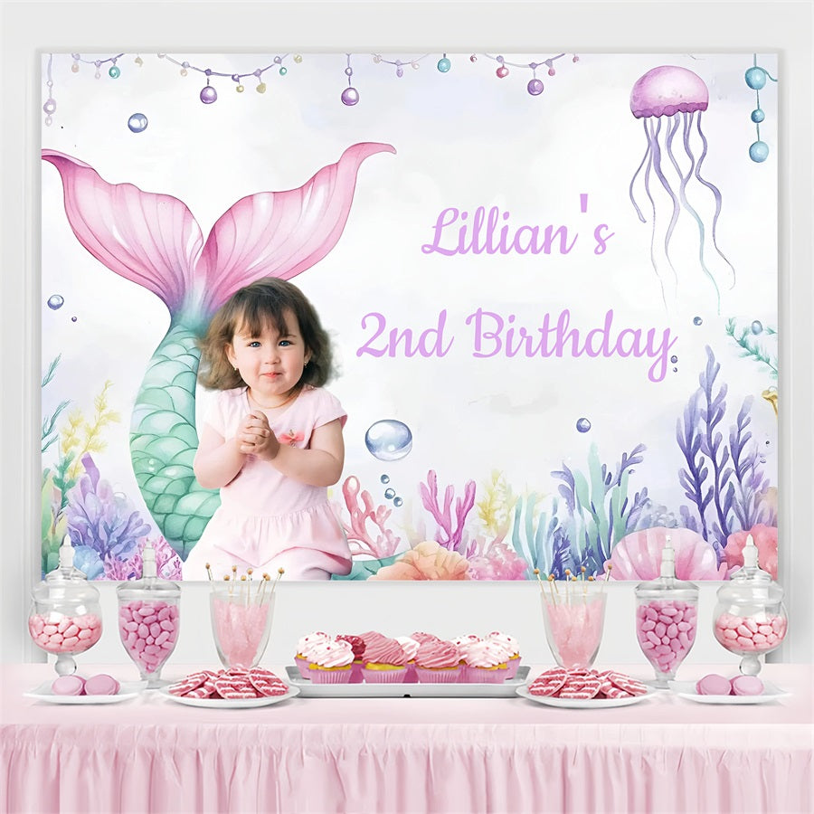 Personalized Backdrop For Birthday Fantasy Mermaid Tail Backdrop GQ4-235
