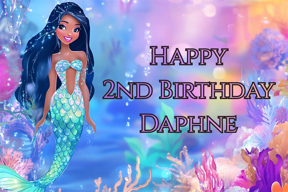 Birthday Backdrop Personalized Dreamy Mermaid Adventure Backdrop GQ4-237