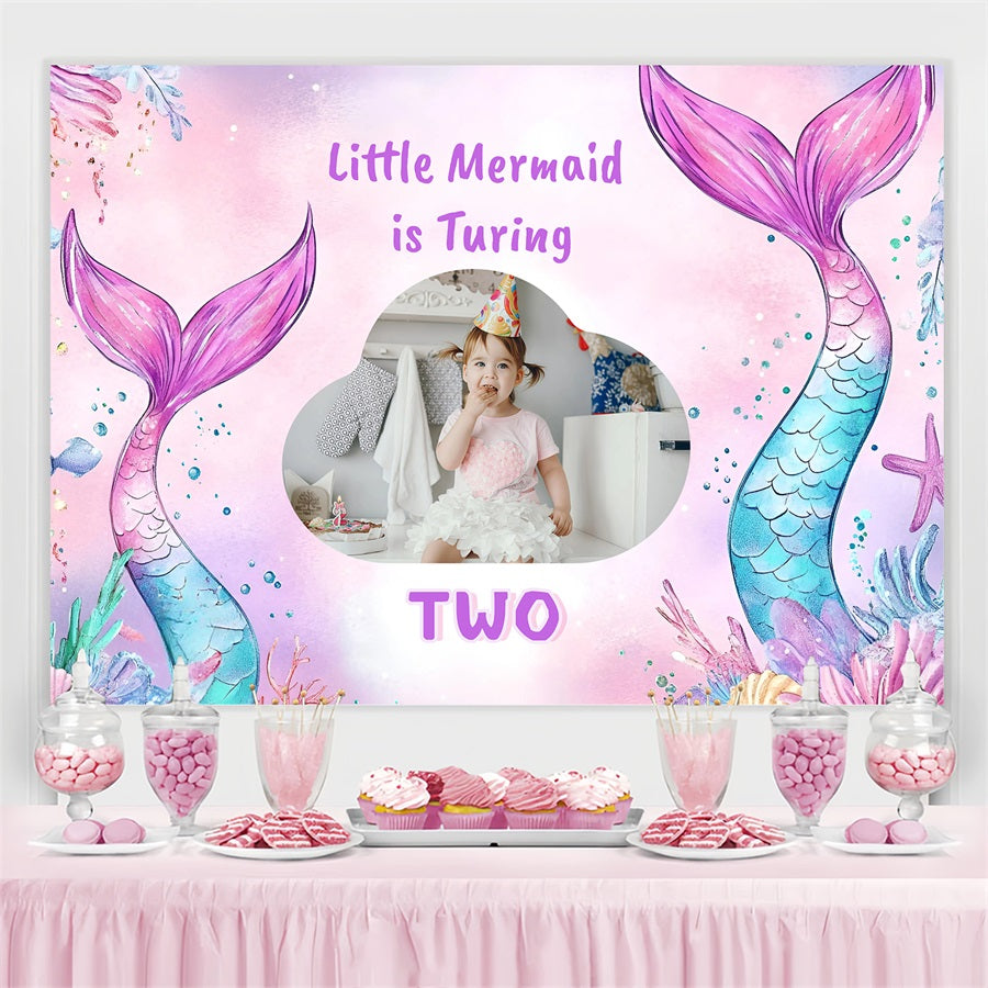Custom Backdrop Birthday Pastel Mermaid Tails Backdrop GQ4-238