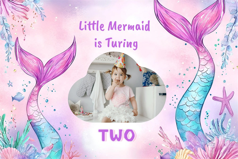 Custom Backdrop Birthday Pastel Mermaid Tails Backdrop GQ4-238