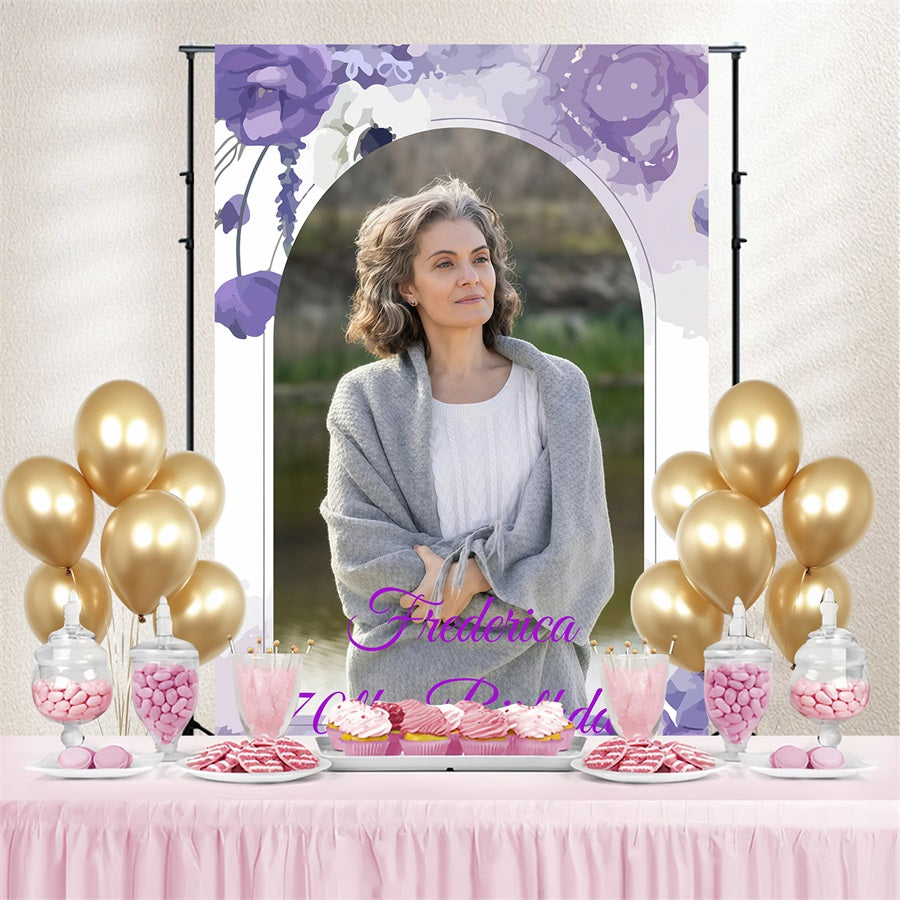 Custom Happy Birthday Backdrop Flowers 70th Party Backdrop GQ4-240