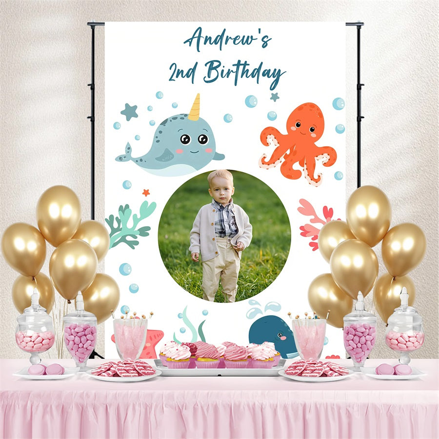 Customize Birthday Backdrop Ocean Cartoon Backdrop GQ4-245