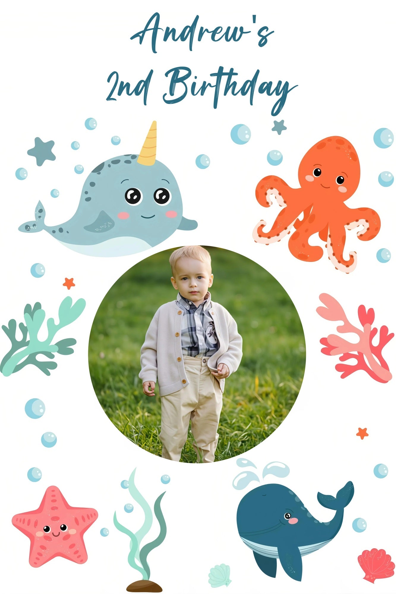 Customize Birthday Backdrop Ocean Cartoon Backdrop GQ4-245