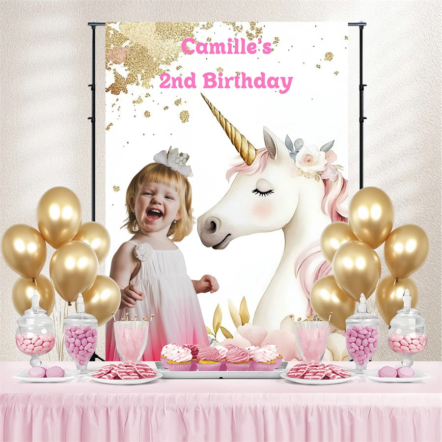 Birthday Backdrop Custom Pink Unicorn Fantasy Backdrop GQ4-246