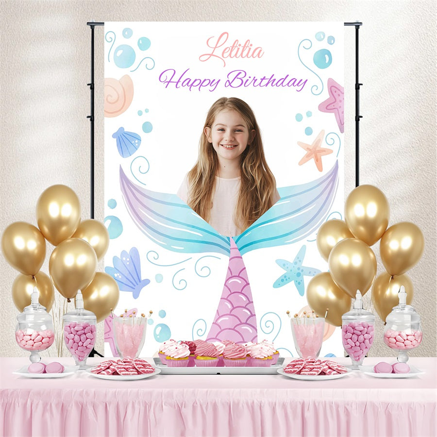 Personalized Backdrops Birthday Mermaid Tail Party Backdrop GQ4-247