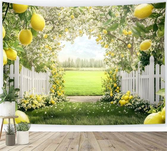 Lemon Backdrop Blooming Summer Tree Path Backdrop GQ4-265