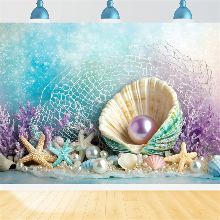 Beach Backdrops Shell Pearls Summer Backdrop GQ4-267