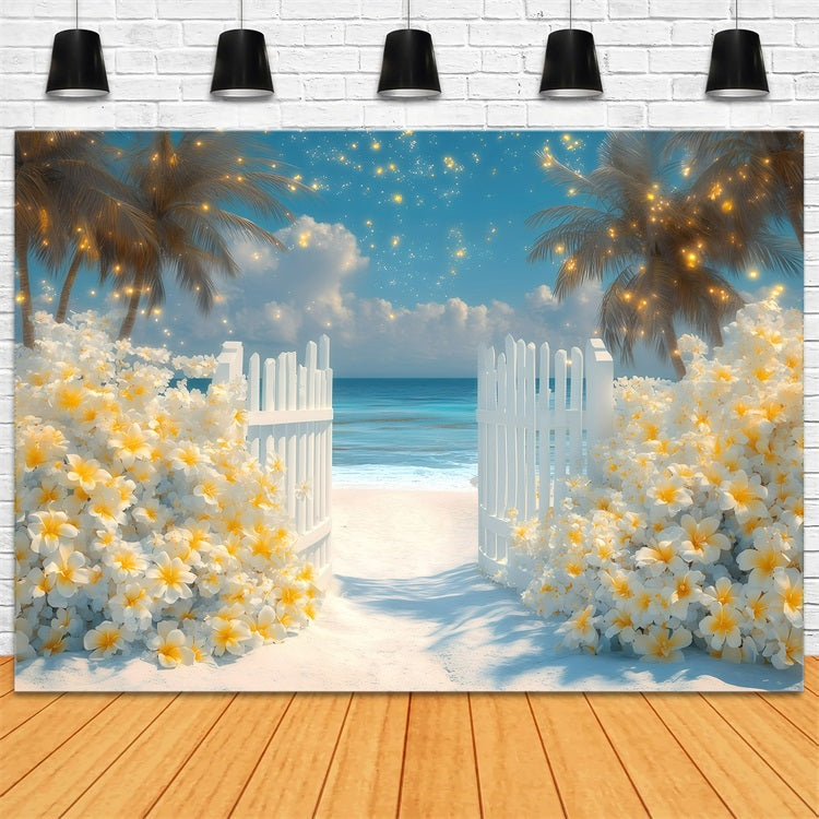 Summer Backdrops Tropical Blossoms Seaside Backdrop GQ4-268