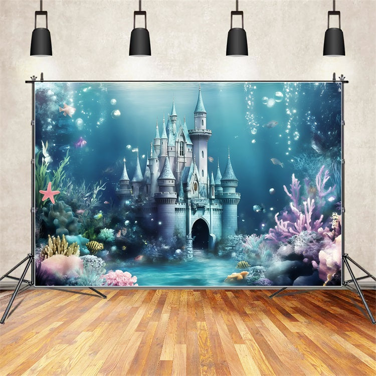 Summer Backdrops Underwater Blue Castle Backdrop GQ4-274