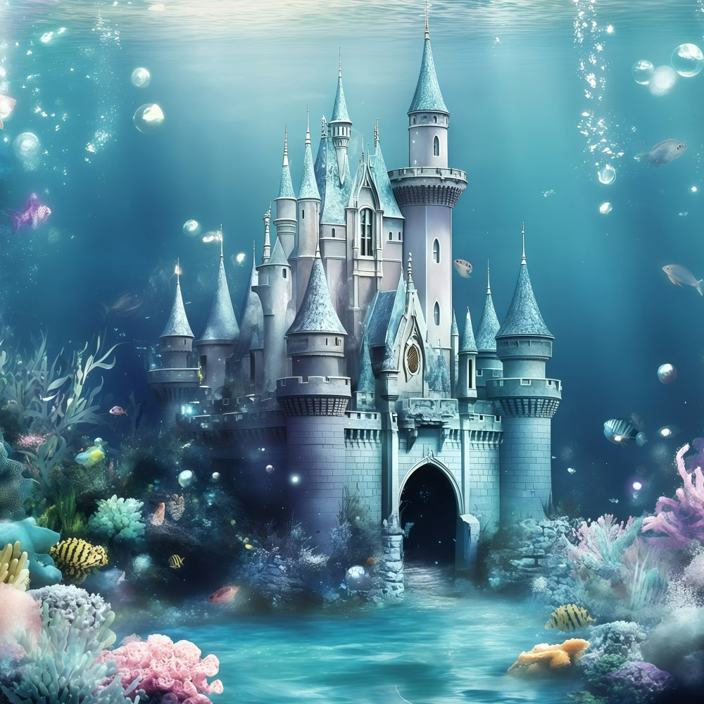 Summer Backdrops Underwater Blue Castle Backdrop GQ4-274