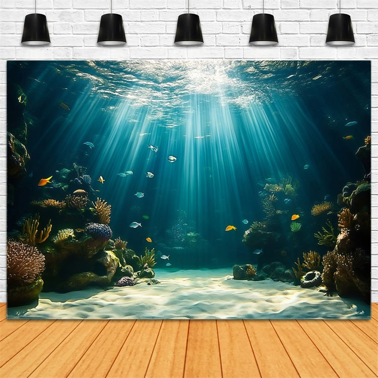 Summer Photo Backdrop Reef Light Rays Scene Backdrop GQ4-276