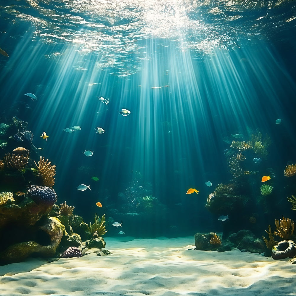 Summer Photo Backdrop Reef Light Rays Scene Backdrop GQ4-276