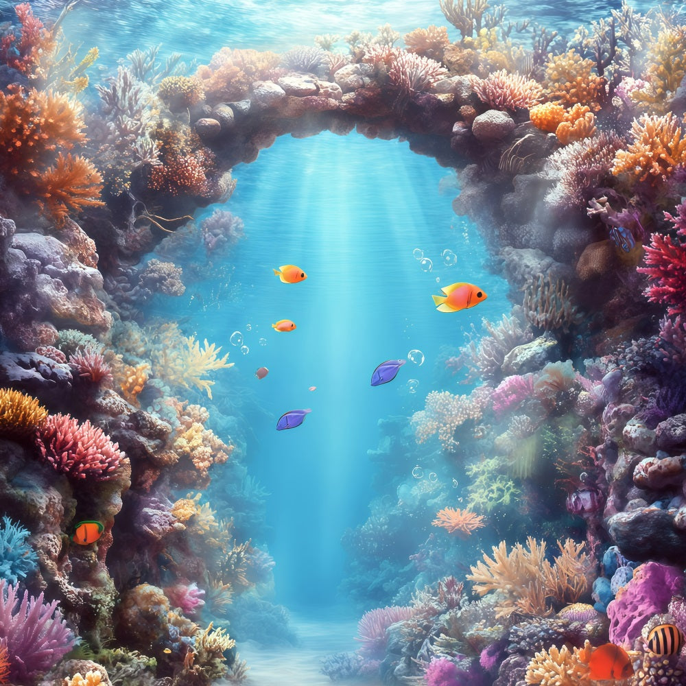 Beach Backdrop Summer Coral Archway Underwater Backdrop GQ4-295