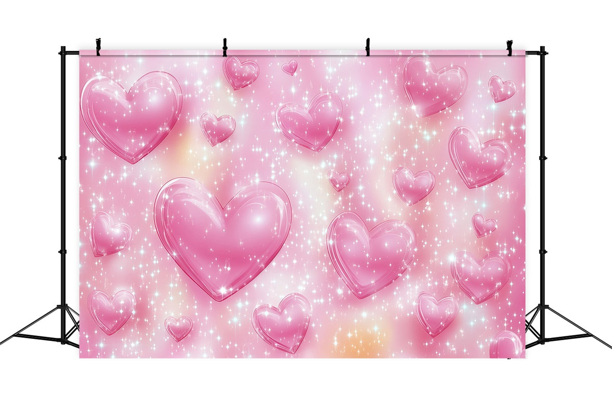 Old School Photo Backdrop Sparkling Pink Hearts Vintage Backdrops GQ4-298