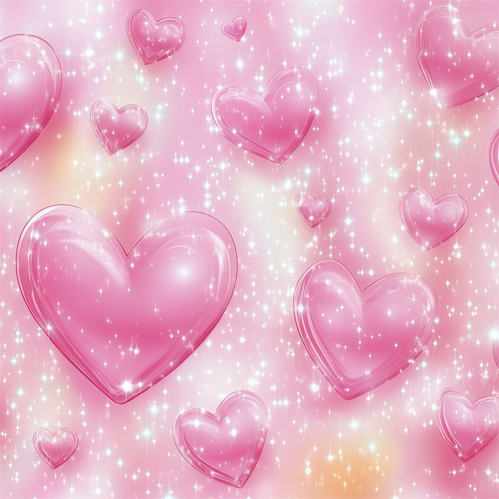 Old School Photo Backdrop Sparkling Pink Hearts Vintage Backdrops GQ4-298