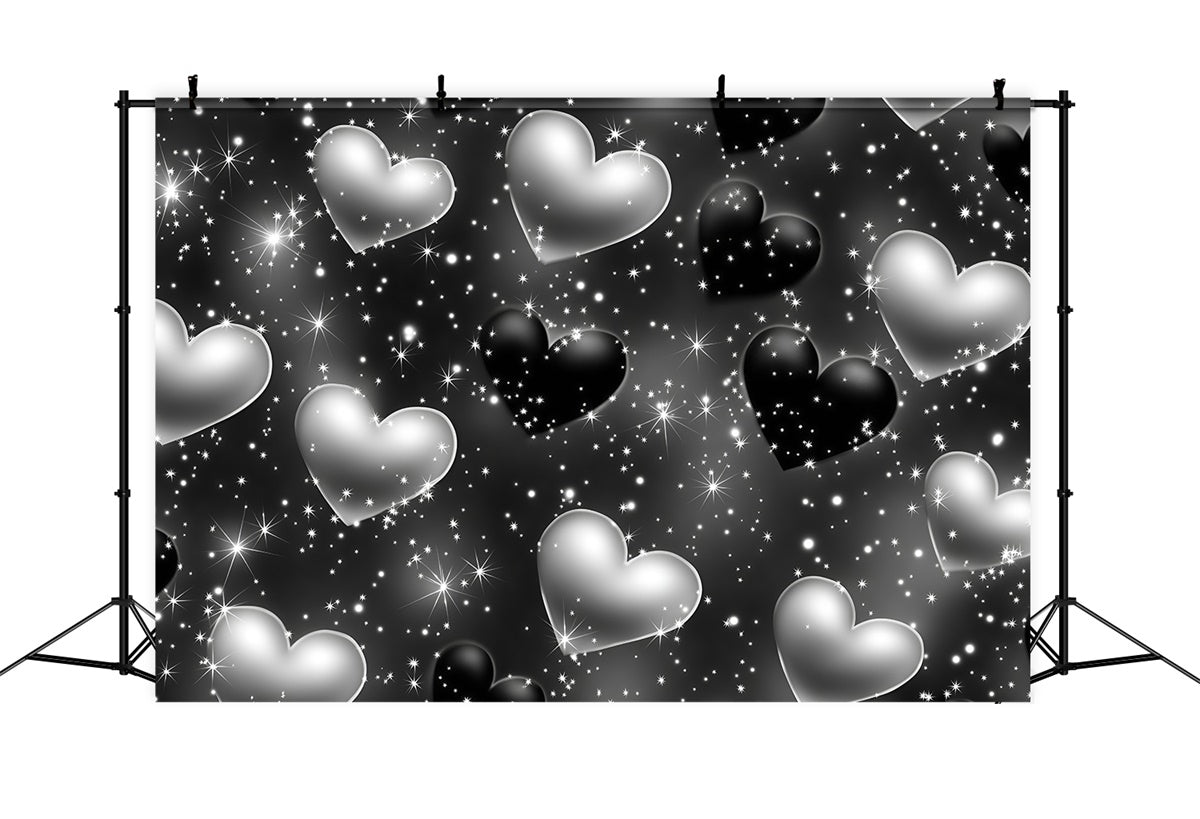 Old School Backdrop Midnight Glow Silver Heart Vintage Backdrop GQ4-299