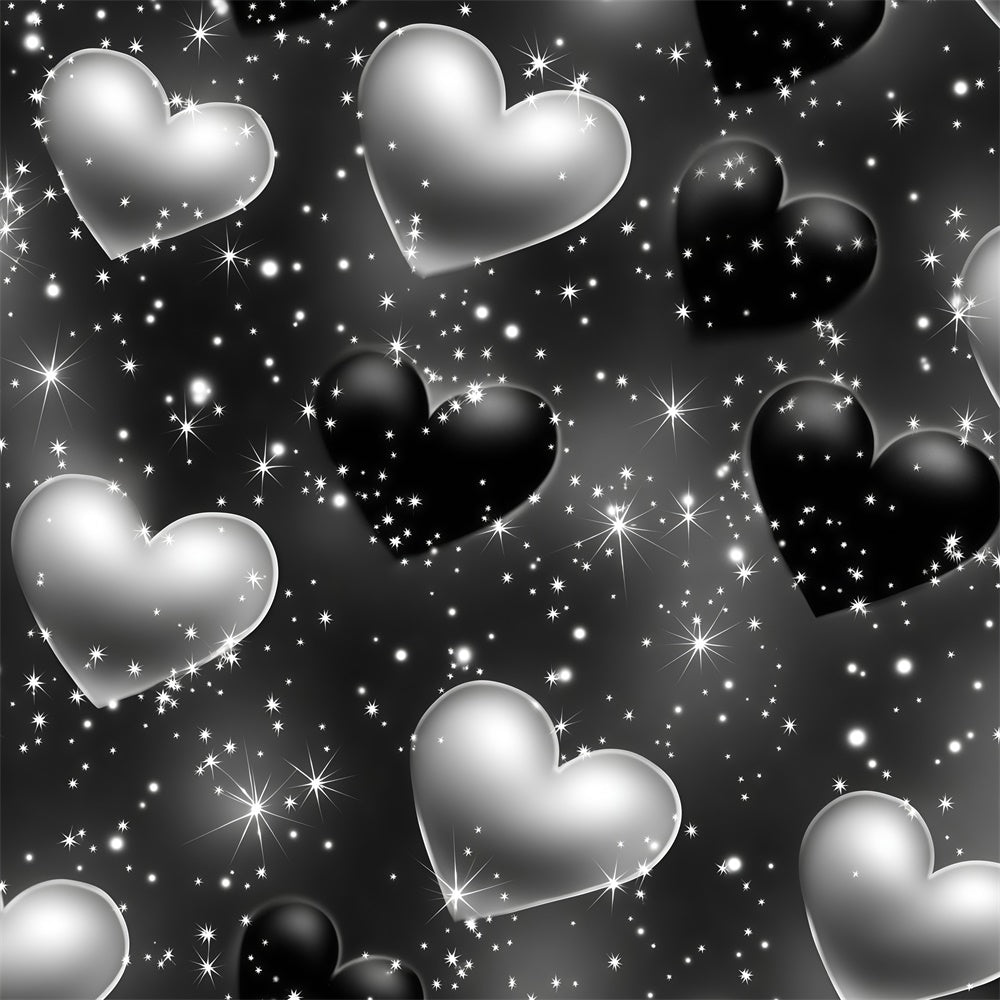 Old School Backdrop Midnight Glow Silver Heart Vintage Backdrop GQ4-299