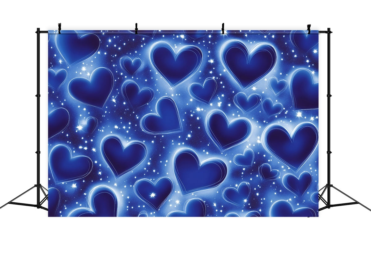 Old School Backdrop Twilight Blue Shining Hearts Vintage Backdrop GQ4-301
