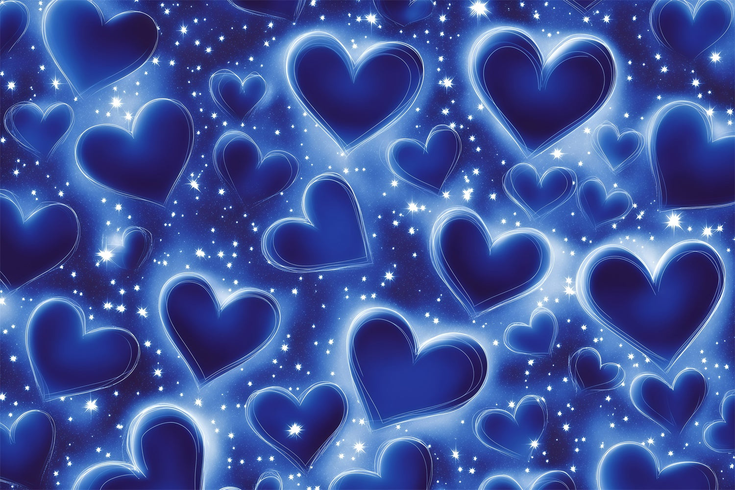 Old School Backdrop Twilight Blue Shining Hearts Vintage Backdrop GQ4-301