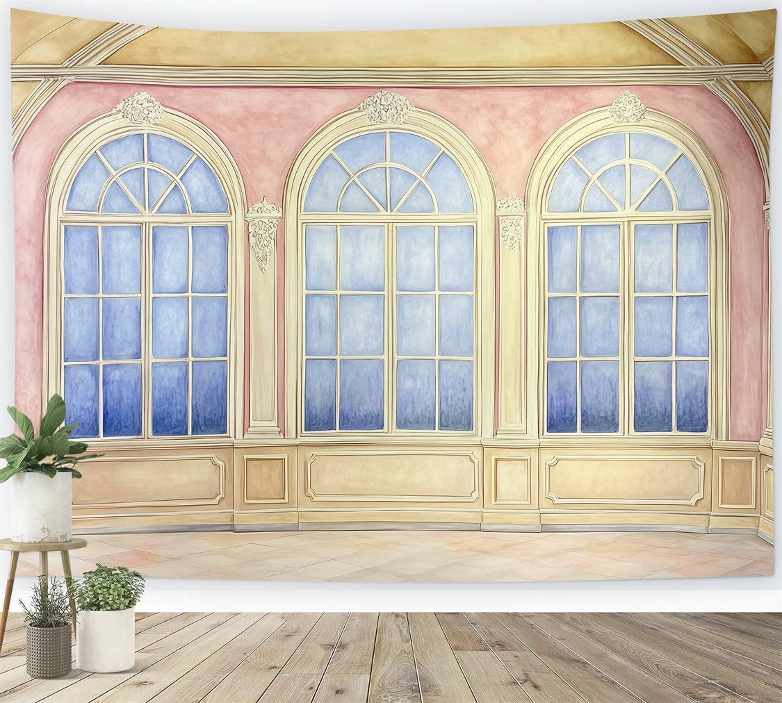 Vintage Photography Backdrops Soft Painted Royal Windows Backdrop GQ4-307