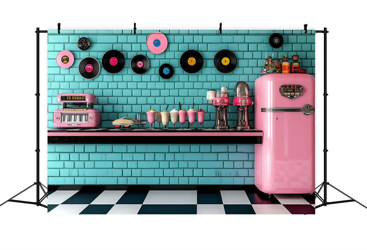Vintage Photography Backdrops Ice Cream Parlor Wall Backdrop GQ4-310