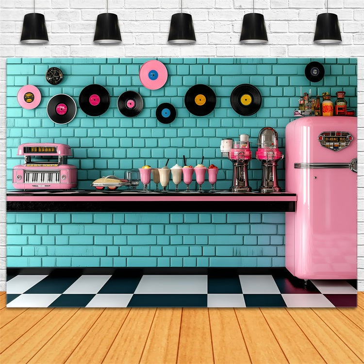 Vintage Photography Backdrops Ice Cream Parlor Wall Backdrop GQ4-310