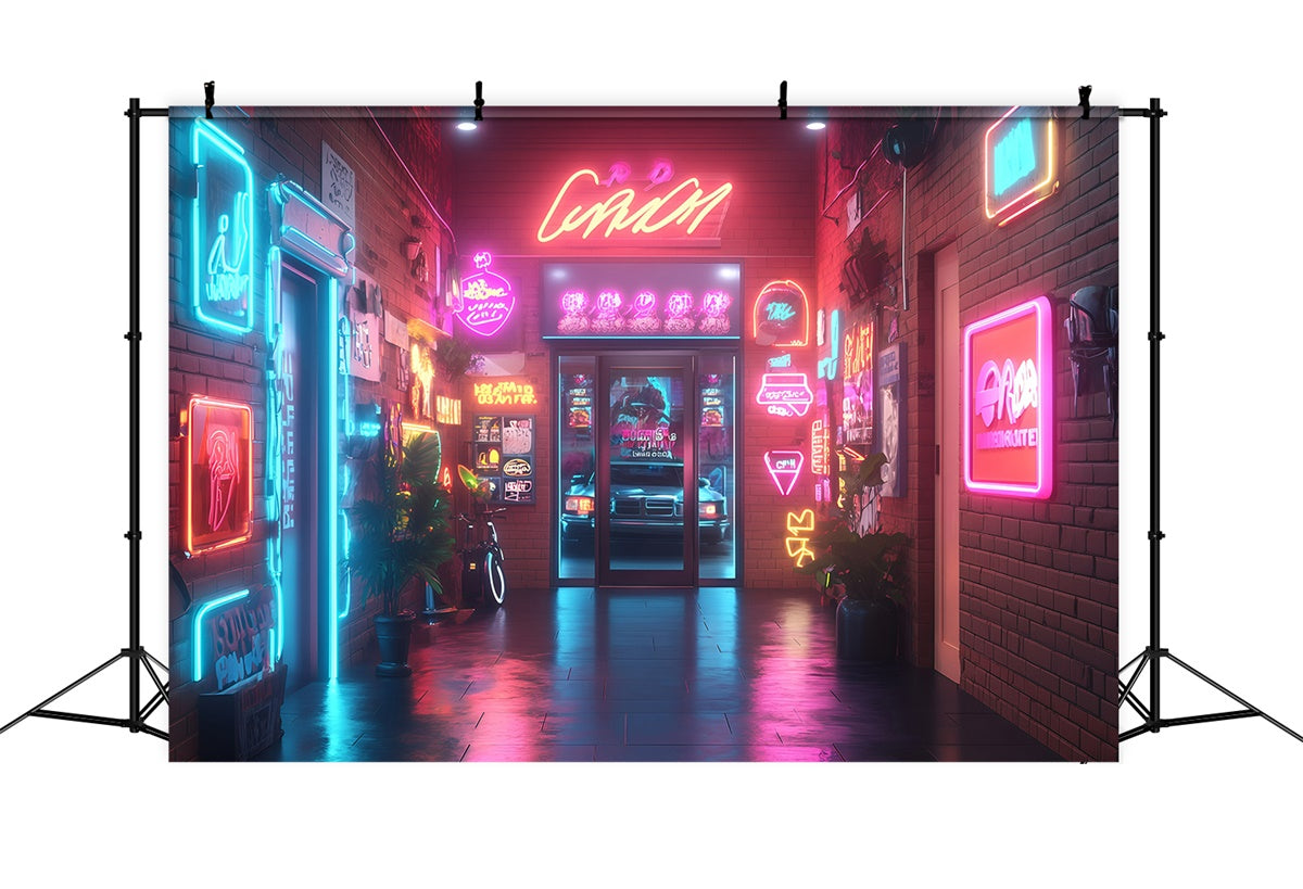 Vintage Backdrop For Photoshoot Urban Neon Dream Street Backdrop GQ4-311