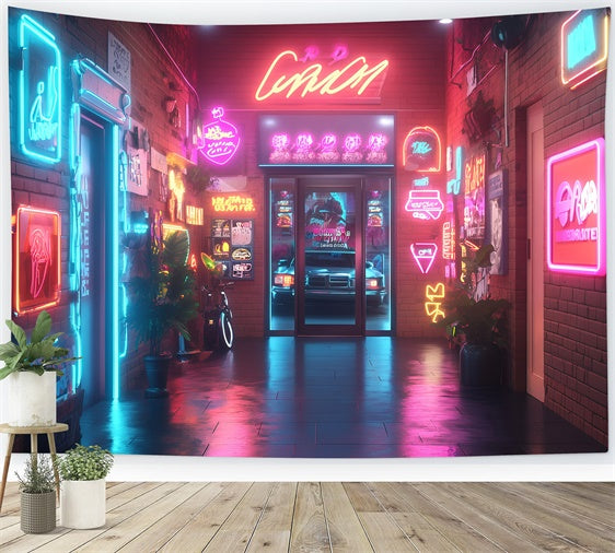 Vintage Backdrop For Photoshoot Urban Neon Dream Street Backdrop GQ4-311