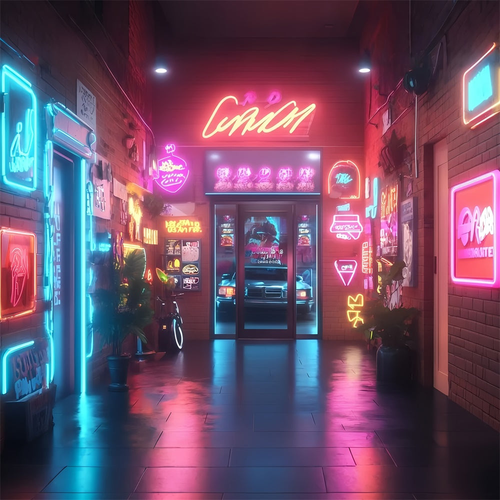 Vintage Backdrop For Photoshoot Urban Neon Dream Street Backdrop GQ4-311